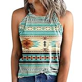 Damen Print schmale Passform O-Ausschnitt Halter T-Shirt Westen Tank ärmellose Bluse,Lässiges Tuniken Sweatshirt Oberteile Elegant Jumper Kontrastfarbene Streetwear Blusen Bluse Tops Eay