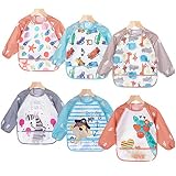 ElecMotive 6er Pack Wasserdicht Ärmellätzchen Babylätzchen Kinderlätzchen Kinder Schürze Empfehlenswert für Kinder von 6-36 M