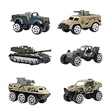 6 in 1 Spielzeugautos Militär Fahrzeuge Spielzeug Set Panzer Spielzeug Armee Autos Miniatur Militärfahrzeuge Modell Militär Kinderspielzeug Autos Spielzeug für Kinder ab 3 J