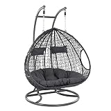 ESTEXO Hängesessel mit Gestell für Zwei Personen, Polyrattan Hängekorb, Zweisitzer (Anthrazit)