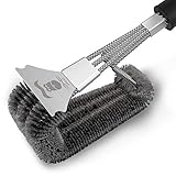 GRILAZ Grillbürste 17' Grill Zubehör 42,5cm - Edelstahl Spatel, Langer Griff für Holzkohle Elektro Gas Grill…