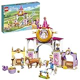 LEGO 43195 Disney Princess Belles und Rapunzels königliche Ställe, Bauspielzeug für Kinder ab 5 Jahren mit Pferd- und Minipuppen-Fig