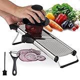 Gemüsehobel Mandoline Slicer aus Edelstahl， Multifunktion Gemüseschneider Verstellbar Gurkenhobel Lebensmittelschneider Hobel Gemüse (Schwarz)