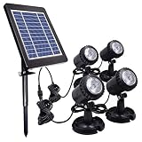 Teichleuchten, PChero Solar Unterwasser Landschaftsscheinwerfer mit 4 IP68-Tauchlampen für Garten, Pools, Teiche und andere Außendekorationen - [Weiß]