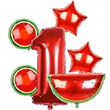 Folienballon, NALCY Nummer 1 Ballons, Wassermelone Folienballons One in a Melone Ballon-Banner Digitaler Ballon 1. Geburtstag Partyzubehör Dekoration für Kinder Sommer-Obst-Dek