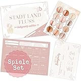 Pandawal Babyparty Spiele Set mit Stadt-Land-Fluss + Bier oder Baby + Rate mal Spielblock und Karten Babyshower Quiz Party Geschenkidee Deko für Mädchen & Jung