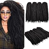 4 Packungen Flechten Haar Afro Kinky Haarverlängerungen, 18 Zoll Twist Haar Häkeln Afro Marley Kinky Locken Haarverlängerungen Synthetisches Haar (2 # / Hellschwarz)