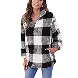 ZFQQZXC Herbst und Winter lässiger mehrfarbiger Karo-Print lockerer Plüsch-Lang