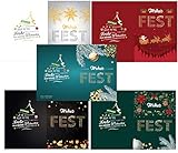 Set 5 Stück wunderschöne Weihnachtskarten inkl. Umschläge, Größe A5, weihnachtliche Motive, Frohe Weihnachten in verschiedenen Sprachen, ideal zum Verschenk