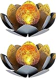 ZYXM LED Solar Außen Lampe Lotos Blume Garten Beleuchtung Seerosen Design Leuchte 25 cm 2 Stück