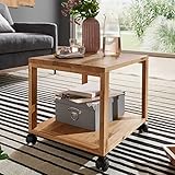 casamia Beistelltisch Rollwagen 75x40x40 cm Lampen-Tisch Couchtisch Blumentisch Piccolino Wildeiche massiv Tischgröße 50 x 40