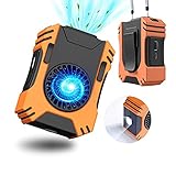 7000mAh Tragbare Taille Aufclipsen Lüfter, Persönlicher Nackenventilator 7100RPM Starker Airflow 3 Speed, Wiederaufladbare USB Mini Ventilator mit Spotlight/SOS-Modus für Arbeits Camping