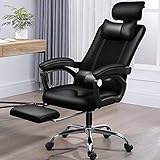 CNMJI Gamer-Stuhl Mit Fußstütze, PU-Leder Bürostuhl, Anhebbarer Sessel, Ergonomischer Computerstuhl, Verstellbarer PC-Gaming-S