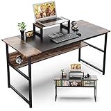 GIKPAL Schreibtisch mit Regalen, 47 Zoll Computertisch Bürotisch aus Stahl & Holz, Moderner Büroarbeitsplatz im Industriestil, PC-Laptop-Studiertisch für Arbeit/Gaming/Homeoffice, 120x60x75