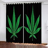 YTSDBB Verdunkelungsvorhang ​Kinderzimmer Grüne Pflanzenblätter B 200 x H 160 cm 3D Digitaldruck Druckmuster Öse Thermisch isoliert 90% für Schlafzimmer Wohnzimmer ​Kinderzimmer Junge mit M