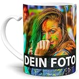 Tasse selbst individuell gestalten/Personalisierbar mit eigenem Foto Bedrucken/Fototasse/Motivtasse/Werbetasse/Firmentasse mit Logo/Valentin Tasse mit Herzhenkel - XXL Druck