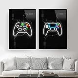 WAFENGNGAI bilder leinwand Video Gaming Room Poster Abstrakte Dekoration Leinwand Malerei Lustige Party Game Wandkunst Bilder Für Jungen Zimmer Wohnkultur-40X60Cmx2 Kein R