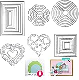 Stanzbögen Stanzschablonen Herz Blumen Prägeschablone Stanzformen Schablonen für DIY Cutting Scrapbooking Album Geprägt Basteln Notizbücher Alben Karten Metall Rechteck