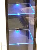 2x LED-Glasboden-Regal-Schrank-Vitrin-Leuchte-Lampe-Beleuchtung, LED-Clipleuchten, je 3 LED's Lichtfarbe blau, Schrank-Leuchte-Lamp