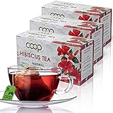 Hibiskustee, Kräutertee -Dank seines hohen Gehalts an Vitamin C wird vor allem als Tonikum und und Erfrischungsgetränk verwendet, 3 Packungen zu 20 Filterbeuteln (60 x 1,5 Gramm), 100% N