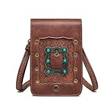 YiZYiF Vintage Handytasche zum Umhängen Damen Retro Schultertasche Klein Tasche Geldbörse PU Leder Gürteltasche Portemonnaie Außenbeintasche Bauchtasche Tasche Beutel Braun One S