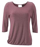 TrendiMax Damen T-Shirt Kurzarm Blusen Shirt mit Allover-Minimal Print Lose Stretch Casual Oberteil Basic Tops, Weinrot, M