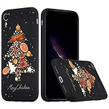 Idocolors Für iPhone 6s / 6 Hülle Flüssig Silikon Schwarz mit Weihnachtsbaum Motiv Handyhülle Bumper Rundumschutz Case Dünn Weich rutschfest Stoßfest Weihnachten Schutzhülle Slim C