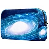 Make-up-Tasche für Geldbörse Oxford Tuch Reise Kosmetiktasche Blau Spiral Galaxy Kulturbeutel für Frauen Mädchen Geschenke Tragbarer täglicher Aufbewahrungsorganisator 7,3 x 3 x 5,1 Z