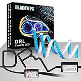 LEADTOPS Flexible Led-Lichtleiste 2 STK. 24-Zoll-Zweifarb-LED-Scheinwerfer Oberflächenstreifen Röhrenlicht White & Amber Tagfahrlicht Wasserdicht Switchback Sequential Lamp Blinker L