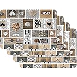Venilia Tischset The air Muster, Platzset für Esszimmer, Esstischmatten, Telleruntersetzer, Platzdeckchen, lebensmittelecht, 45 x 30 cm, 4 Stück, 59068, Kunststoff, Country L