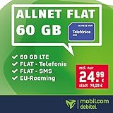Handyvertrag green LTE 60 GB - Internet-Flat, FLAT Telefonie & SMS in alle Deutschen Netze, FLAT EU-Roaming, Monatlich kündbar für nur 24,99€/Monat, Telefonica N