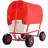 Deuba Bollerwagen Holz bis 180 kg 4 Profil Luftreifen Handwagen Transportwagen Allround Stahlrohrrahmen Rot Gartenk