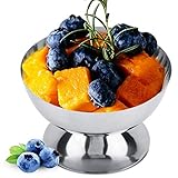 Rosvola Edelstahl-Eisbecher, Dessertschale für Salat, Obst, Pudding (kurz)