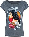 Wonder Woman Welcome to The ´80s Frauen T-Shirt blau meliert M