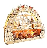 Wichtelstube-Kollektion LED Schwibbogen mit Podest + Timer Ski Schwippbogen Lichterbogen W