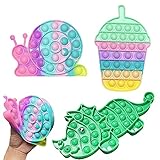 PIANETA Fidget Toy Pop it Push it, pop Bubble, endspannentes Anti Stress Spielzeug Sensorisches Spielzeug Autismus lindert Angstzustände. Für Kinder und Erwachsene (Snail / Dino / Bubble Tea)