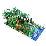 BAXT Custom Tropischer Regenwald Set mit Zubehör & Grundplatte, 682 Teile DIY Dschungellandschaft mit Tieren & Pflanzen & Bäumen & Blumen, Bausteine kompatibel mit Lego B