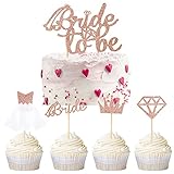 Tomicy Bride to Be Cupcake Topper Set Junggesellenabschied Accessoires JGA Deko Brautkleid Diamant Ring für Brautdusche Hochzeit Verlobung Hen Party Polterabend 5ST