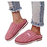 Damen Hausschuhe Winter Warme Bequem Plüsch Pantoffeln Weiche Flache Leicht Slippers Indoor Home rutschfest Filzpantoffeln Unisex Memory-Baumwolle Puschen Hüttenschuhe G