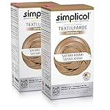 simplicol Textilfarbe intensiv (18 Farben), Safari-Khaki 1815 2er Pack: Einfaches Färben in der Waschmaschine, All-in-1 Komplettpackung