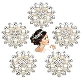 Perlen Blume Knöpfe, 5 Künstliche Perlen KnöpfeStrass Knöpfe Verschönerungen Knöpfe, Verzierungen Schaltfläche Flatback, Imitation Pearl Buttons, für Passende Kleidung