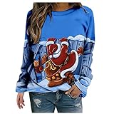 Christmas Sweater Weihnachten Pullover Damen Rentiermuster Weihnachtspullover Familie Set Xmas Christmas Reindeer Druck Strickpullover Unisex Sweatshirt Teenager Mädchen Oberteil Hoodie Lang