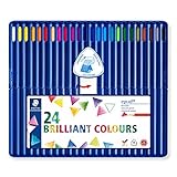 STAEDTLER 157 SB24 ergo soft Buntstifte (erhöhte Bruchfestigkeit, dreikant, ABS-System, rutschfeste Soft-Oberfläche, kindgerecht nach DIN EN71) Set mit 24 brillanten Farb