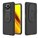 Hülle für Xiaomi Poco X3 NFC/Xiaomi Poco X3 Pro, Kameraschutz Handyhülle, CamShield Ultra Dünn Schiebbar Abdeckung für Kamera - Stoßfest Rutschfest Kratzfest PC Hybrid Modischen Cover Schutz - Schw
