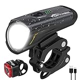 toptrek Fahrradlicht Set, LED Fahrradbeleuchtung Set akku USB Wiederaufladbare OSRAM LED-Licht, umschaltbar zwischen 50/30 Lux, Frontlicht & Rücklicht IPX4 Wasserdicht Fahrradlampe (LF12)