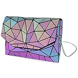 Tikea Geometrische Handtasche mit Kettenriemen - Gitter Kette Geldbörse Mode Crossbody Kette Kupplung, Reißverschluss oder Umschlag Geldbörse, leuchtend oder Kork