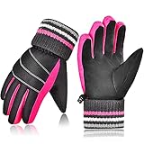 Kinder Winterhandschuhe Warme Handschuhe Fahrradhandschuhe - Wasserdicht Skihandschuhe Langen Ärmeln Winddicht Anti-Rutsch Laufhandschuhe for Junge Mädch Outdoor Sport Lauf Snowboard Skifahren Sk