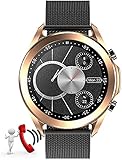 PKLG Herren Smart Watch 3,3 cm (1,3 Zoll), mit Herzfrequenz- und Blutdruckmessung, Schlafüberwachung, Bluetooth-Anruf-Schrittzähler, kompatibel mit Samsung iPhone (Metallic-Schwarz B)