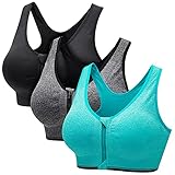 CARETOO Damen Sport BH Stark Halt Active Bra Höhe Beanspruchung Trainieren Bustier Fuer Yoga Fitness - Mit Reiß