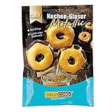 Decocino Metallic-Kuchenglasur Gold – 65 g – fertige Kuchen-Glasur zum Anrühren für Torten, Cupcakes und Cake Pops – ohne Palmöl und lak